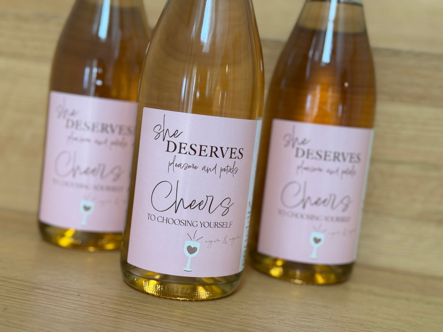 She Deserves Wine – close-up of label