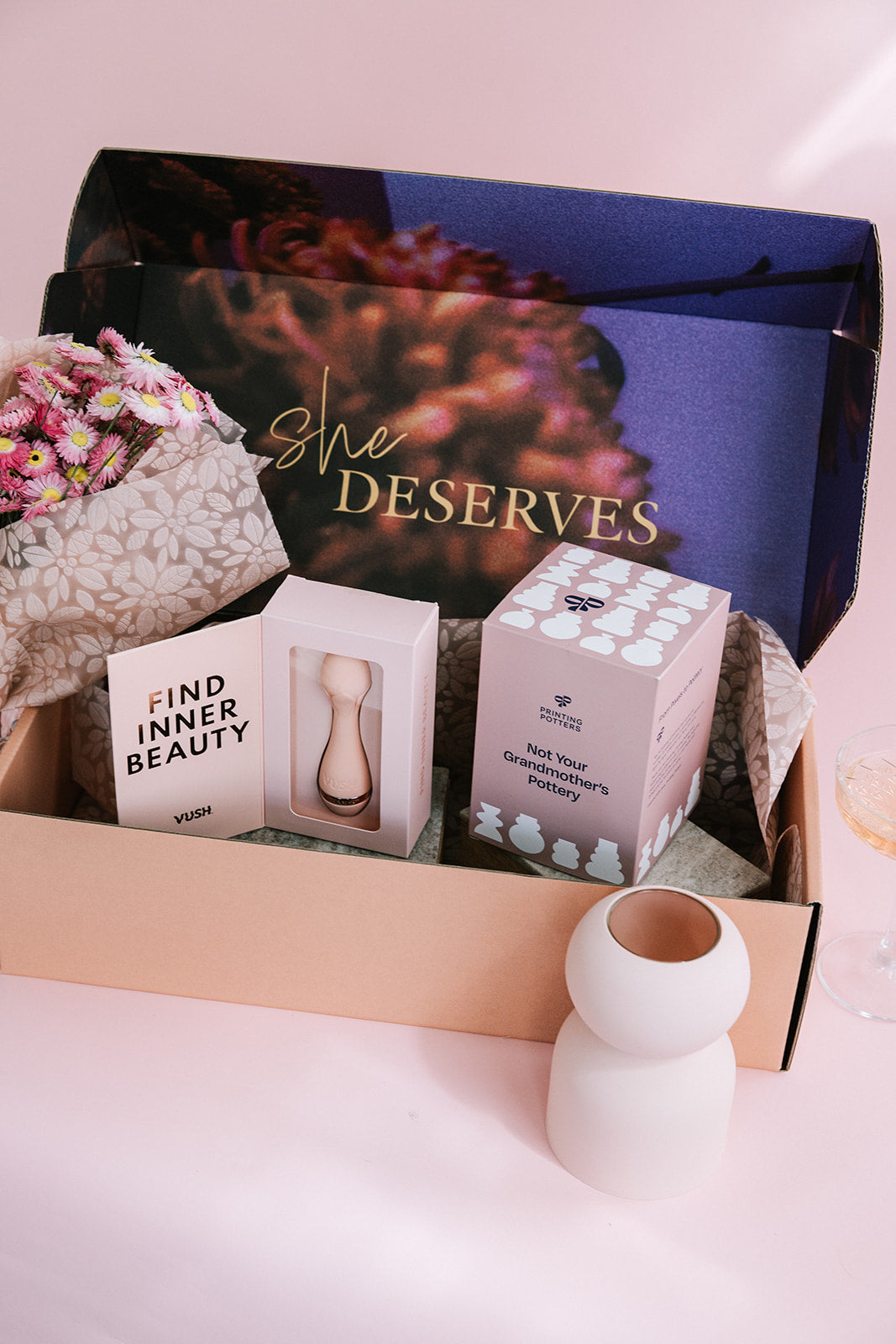 Luxury gift hamper for women with flowers, chocolates, and pampering products Australia-wide delivery